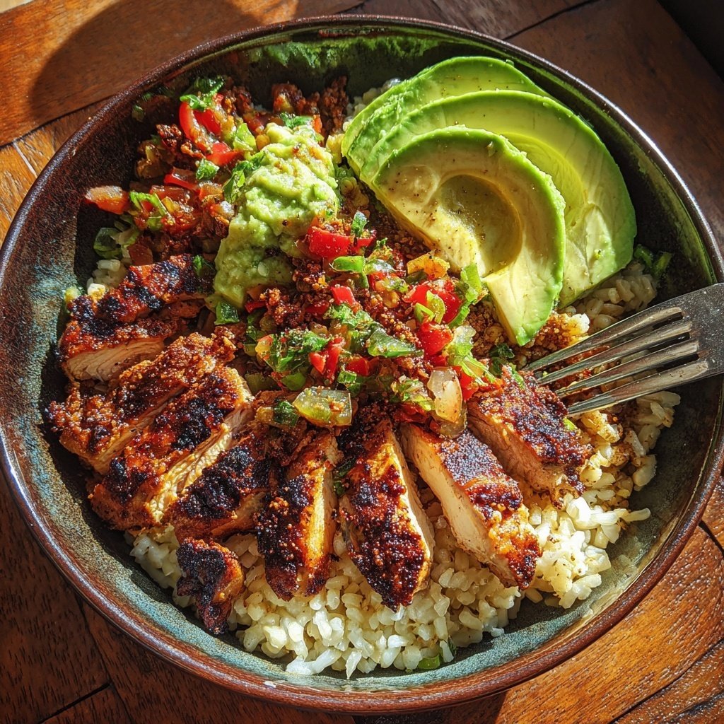 Healthy Chicken And Avocado Rice Bowl