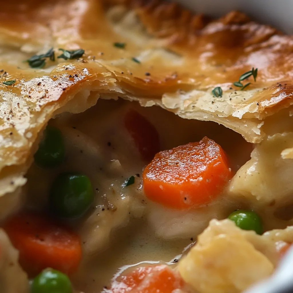 Easy Creamy Chicken Pot Pie with Puff Pastry and Bacon