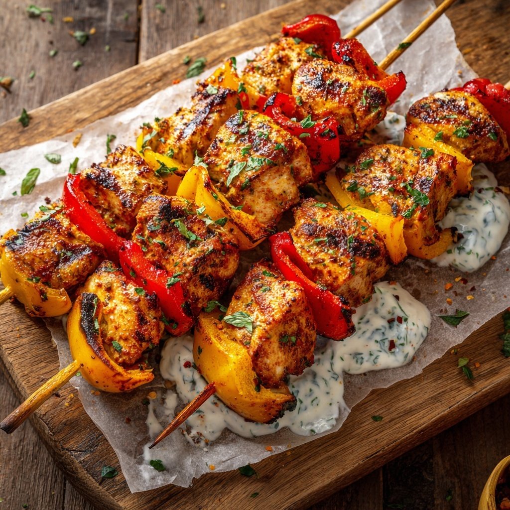 Greek Chicken Souvlaki with Tzatziki Sauce