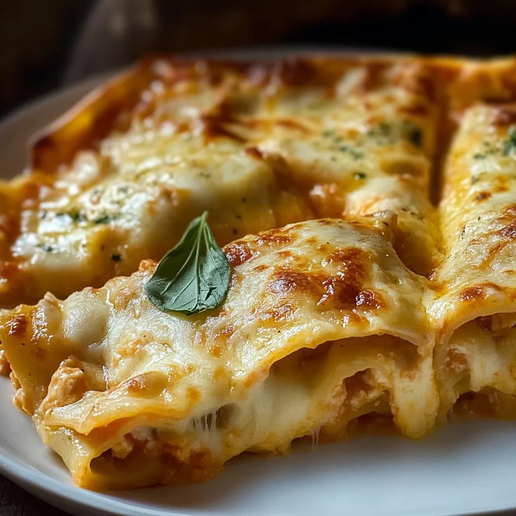 Chicken Alfredo Lasagna Rolls