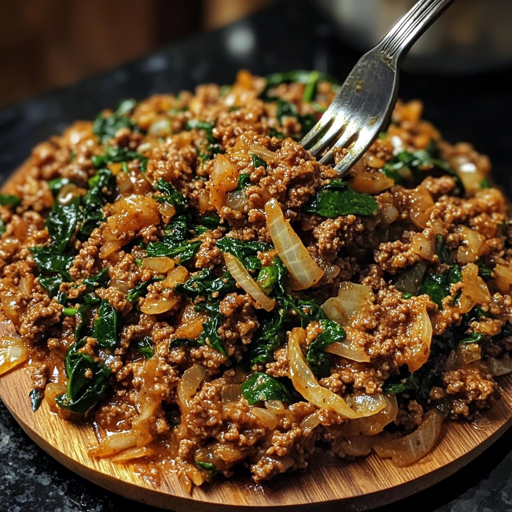 Ground Beef Skillet with Spinach