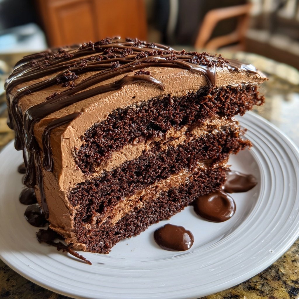 Rich Chocolate Cake With Chocolate Buttercream