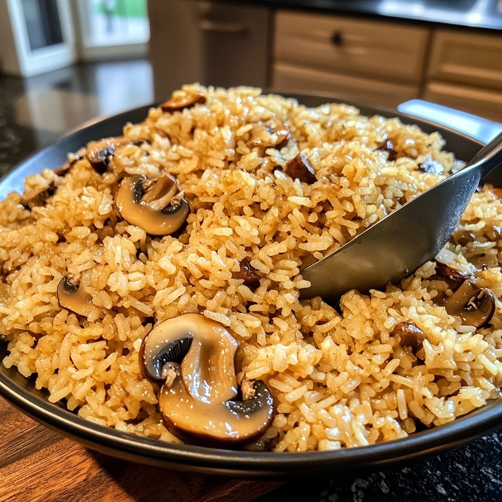 One Pot Soy Sauce Mushroom Rice