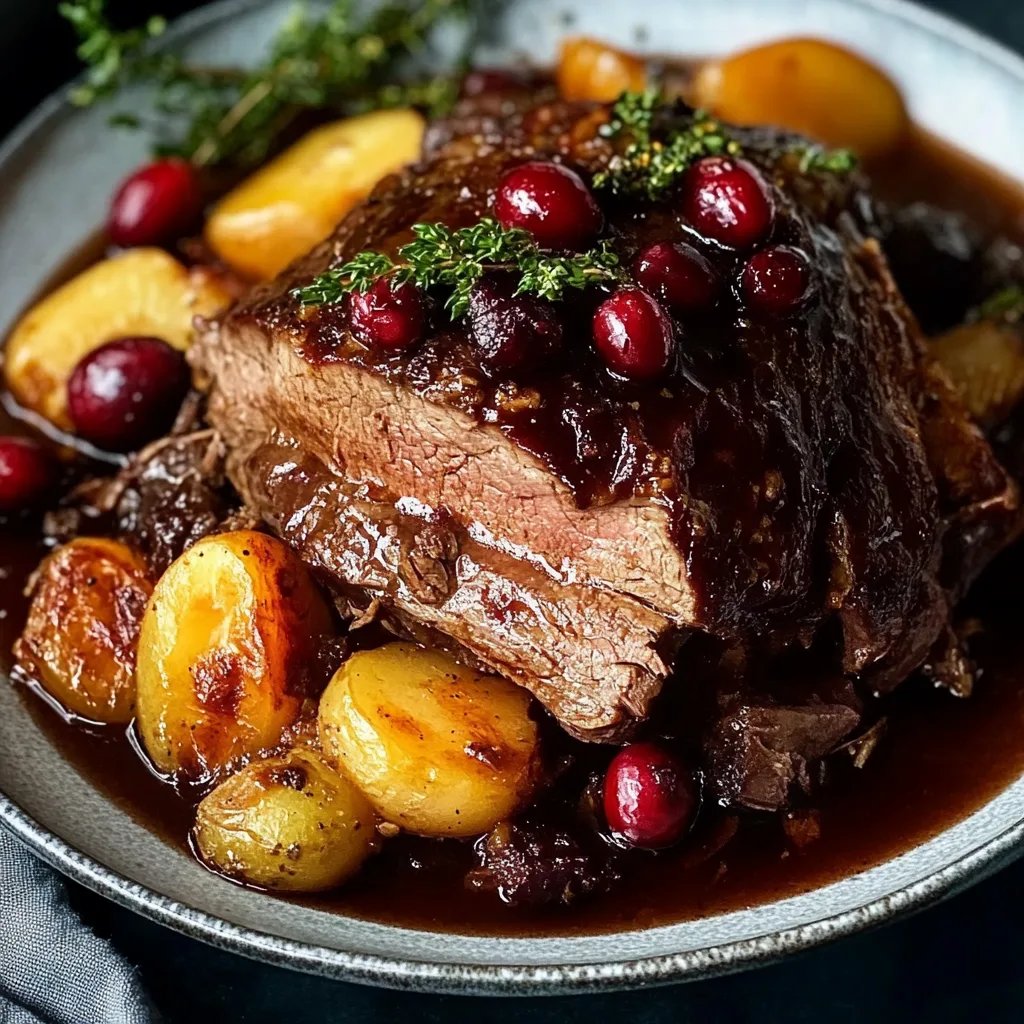 Slow-Braised Beef Roast with Cranberry Balsamic Glaze